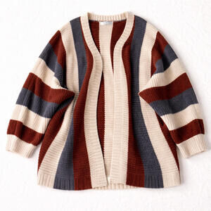 Solitaire XL Striped Chunky Knit Cardigan Sweater